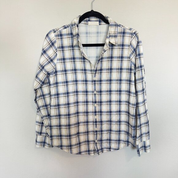 CP Shades Button Up Long Sleeve Blouse Size XS Color Blue White - Picture 2 of 6